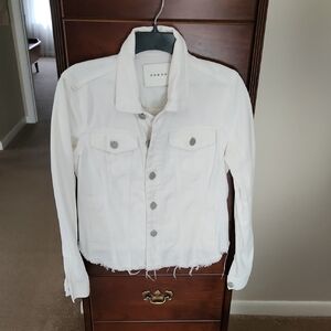 Blank NYC White Jean Jacket With Raw Hem